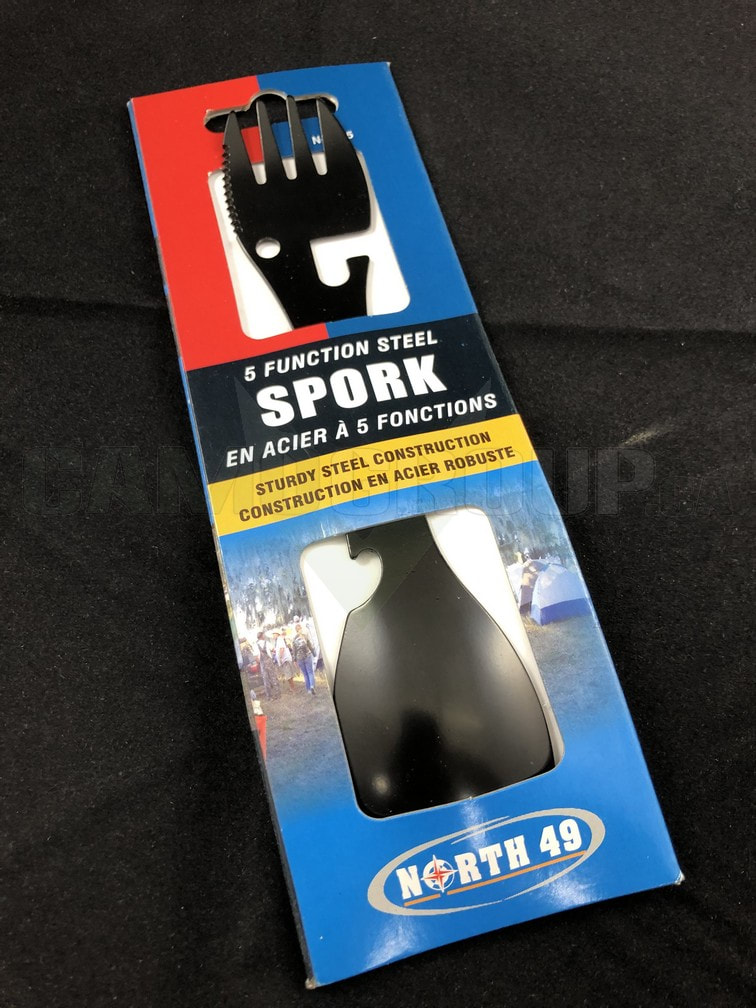 In the middle of the double carabiner sits a small lever . 5 Function Steel Spork | Central Alberta Military Outlet