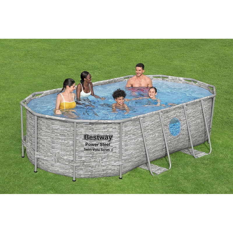 Bestway Power Steel Swim Vista Oval Frame Pool Set 4.27m Campcraft