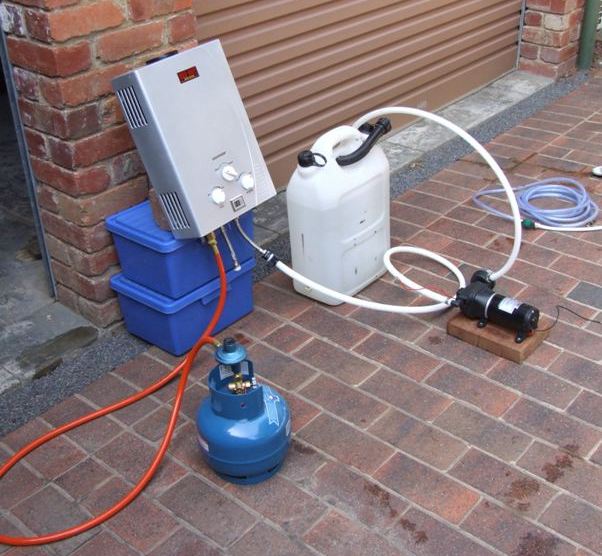 portable gas water heater for hot showers when camping