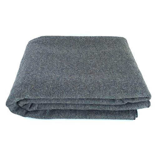 EKTOS 90 Wool Blanket, Grey, Warm & Heavy 4.4 lbs, Large Washable 66