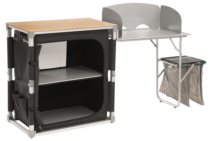 Outwell Padres Kitchen Table w/Bamboo Table Top & Side Unit