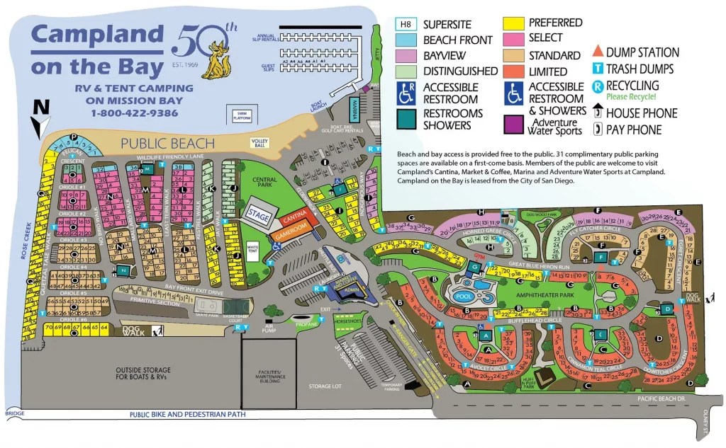 Resort Map for Campland on the Bay RV Resort & Tent Camping