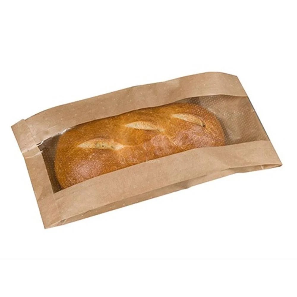 Natural Paper Italian Bread Bag With Window Plain (1000/cs) 7 x 4 x 16
