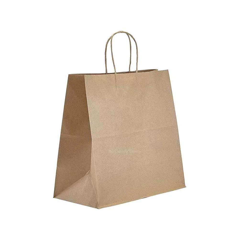 12" x 9" x 15.75" Kraft Twisted Handle Paper Bags 200/Case Canada Brown