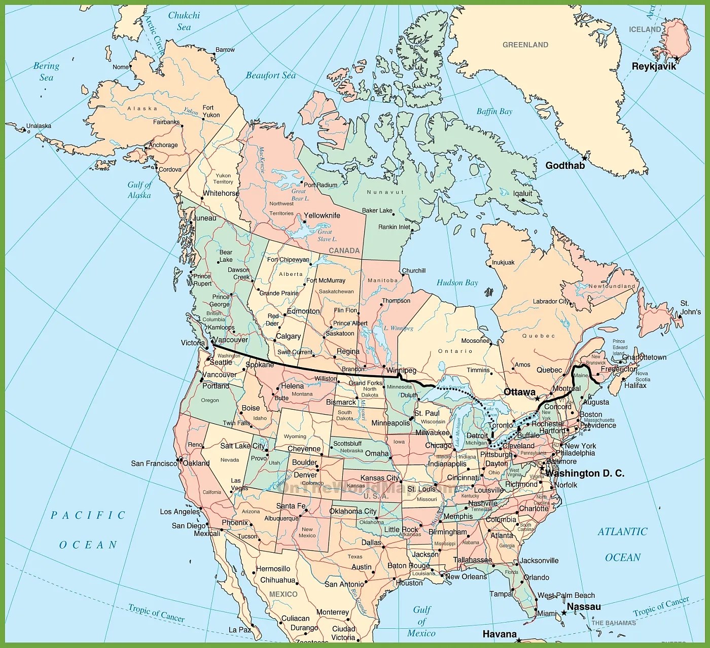 Bordering North America: A Map of USA and Canada&rsquo;s Governmental 