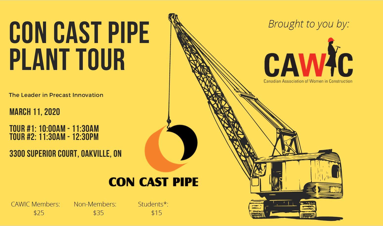 CAWIC plans tour of Con Cast Pipe plant Canadian Consulting Engineer