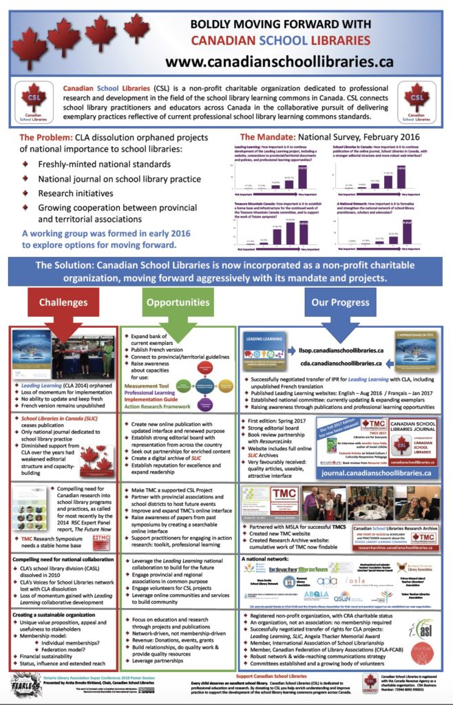 Poster Boldly Moving Forward with CSL Canadian School Libraries