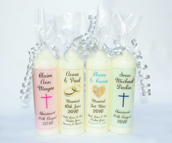 unique candles designed and personalised to remember christenings