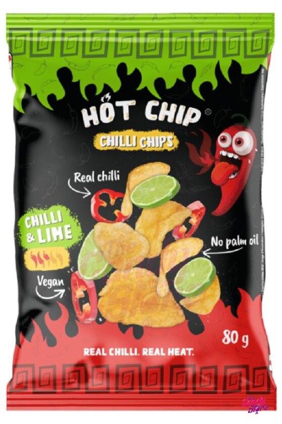 Hot Chip chipsy s příchutí limetky a chilli papričky 80 g Candystore