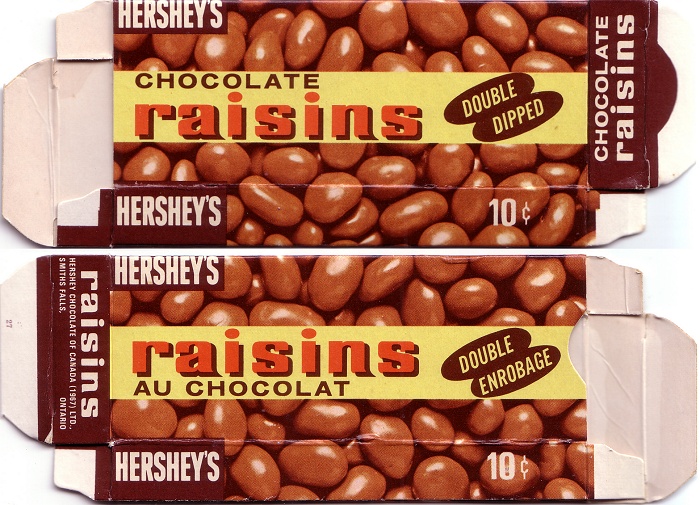 1967 Chocolate Raisins Candy Wrapper Archive