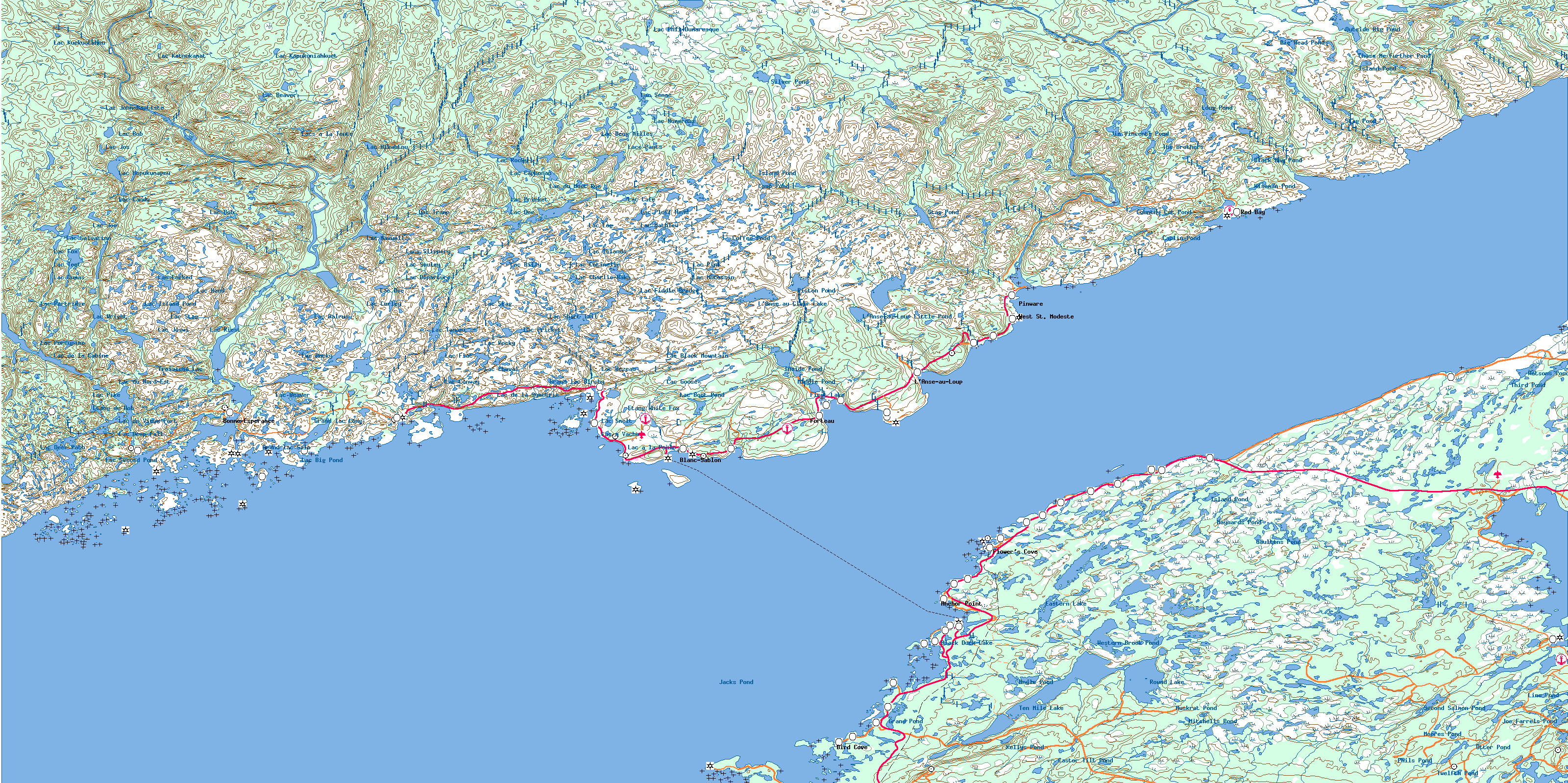 BlancSablon Topo Map Free Online, NTS 012P, NF