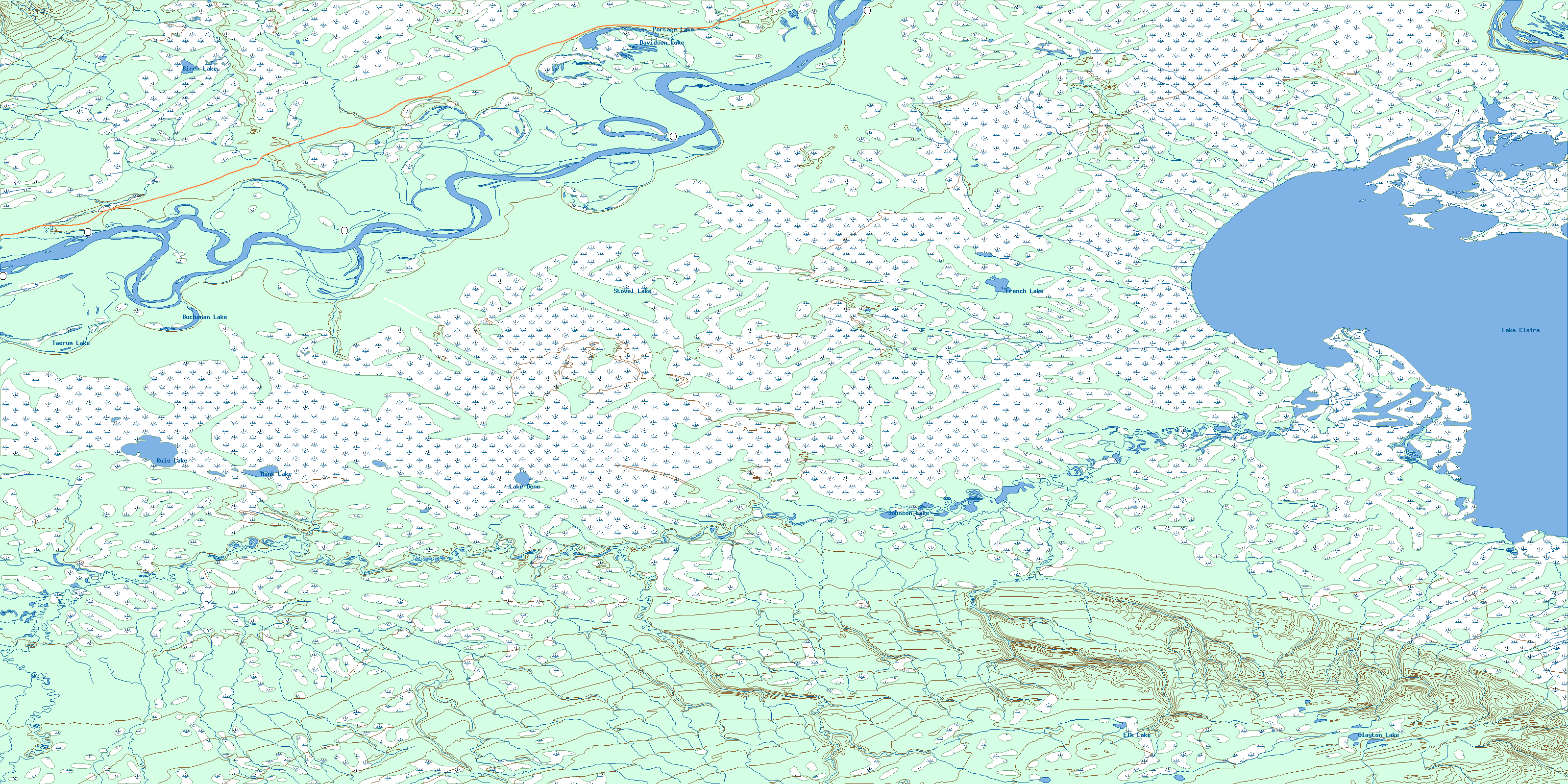 Free Topographic Lake Maps Lake Claire Topo Map Free Online, NTS 084I, AB