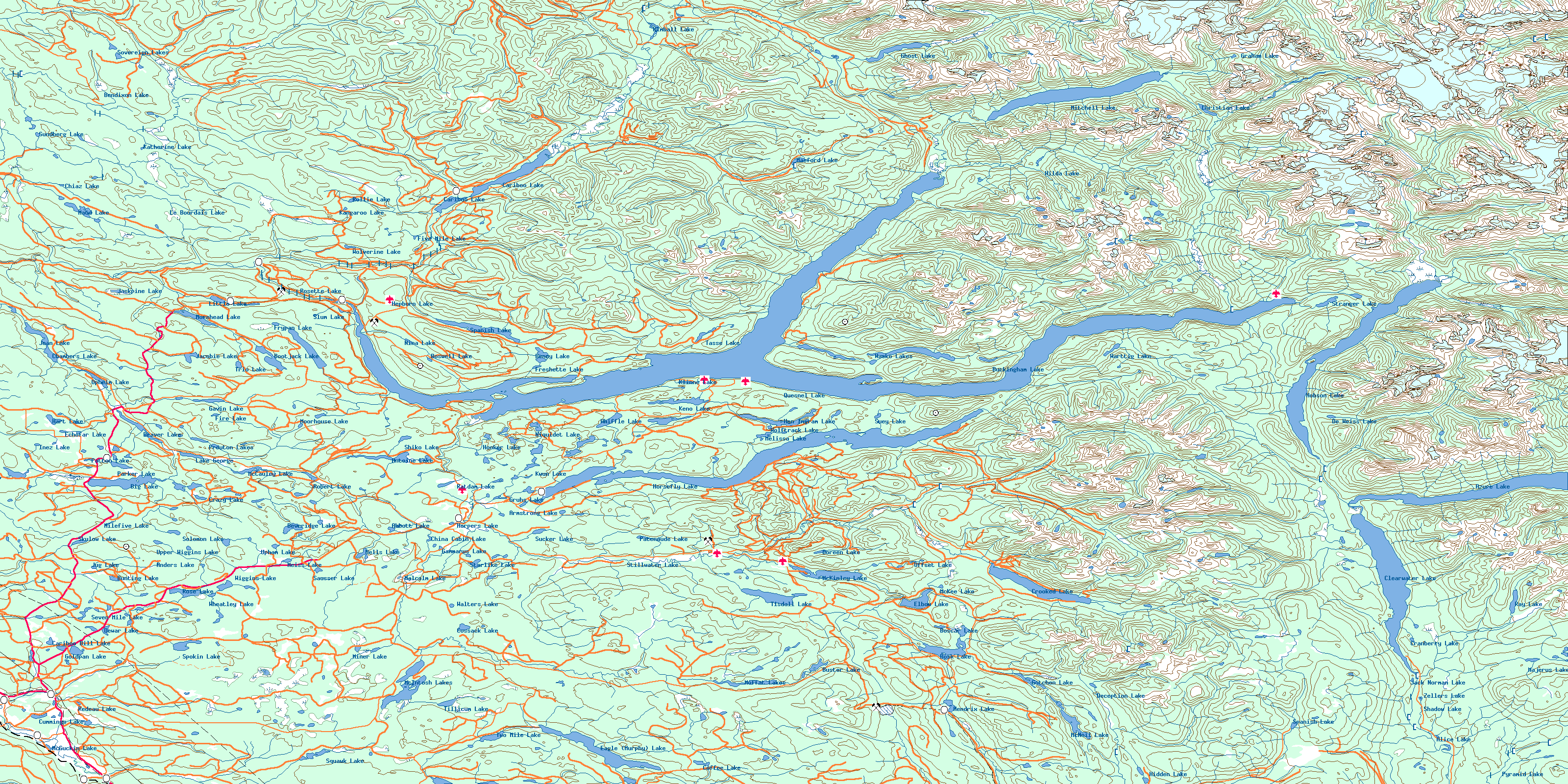 Quesnel Lake Topo Map Free Online, NTS 093A, BC