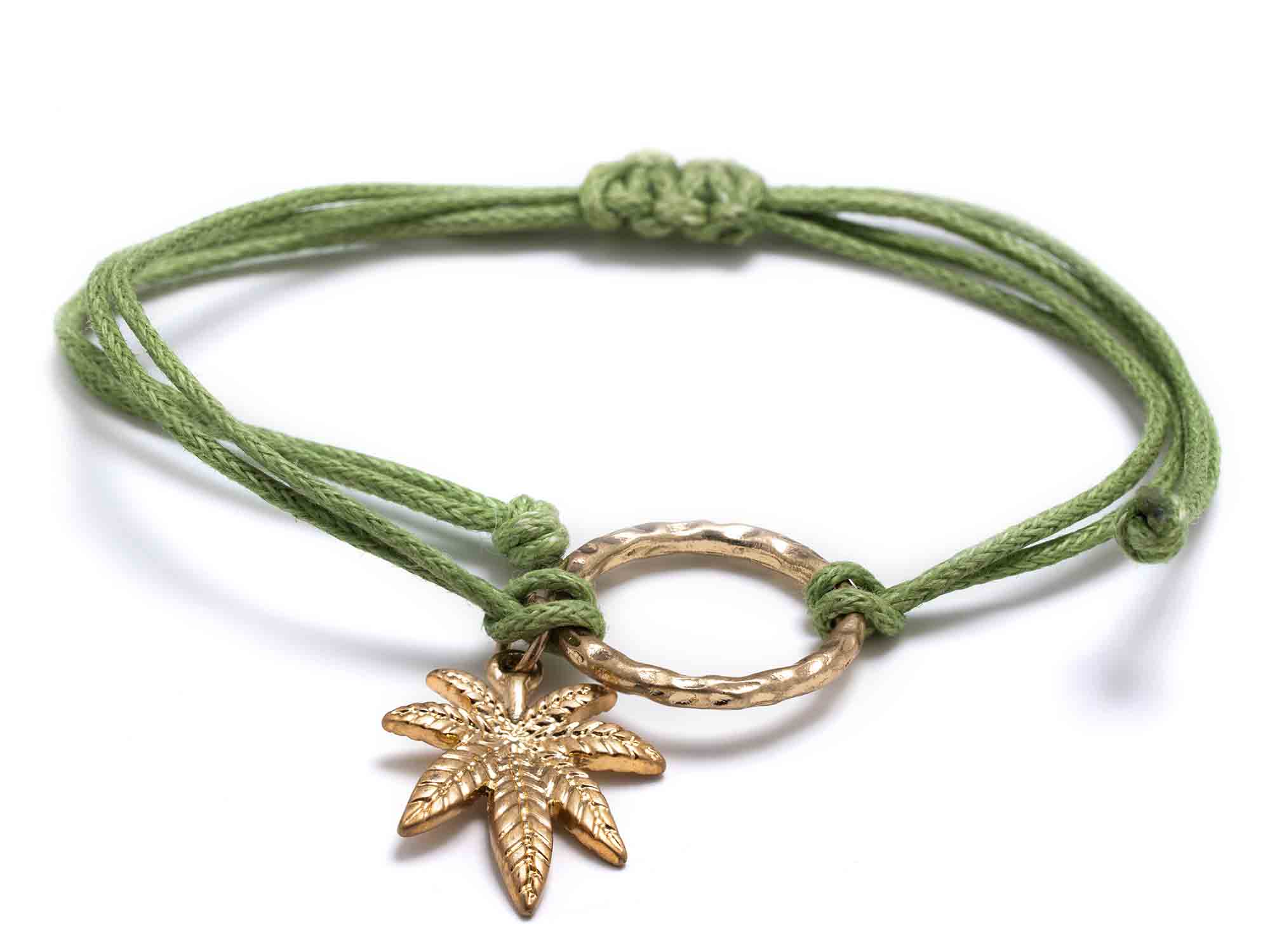 Gold Weed Charm Bracelet Cannabis Jewelry Cannadish