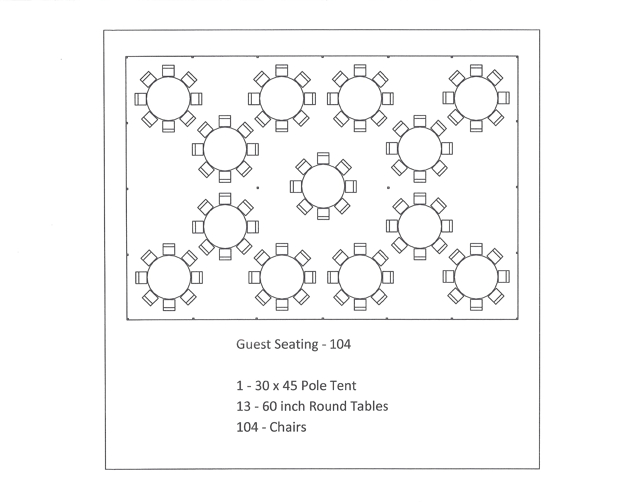 30 x 45 Pole Tent Seating arrangements