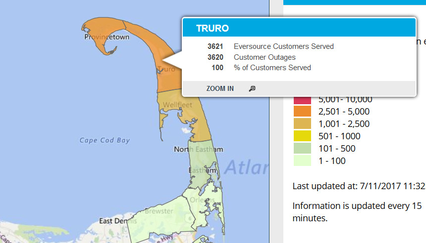 Large power outage reported on the Outer Cape