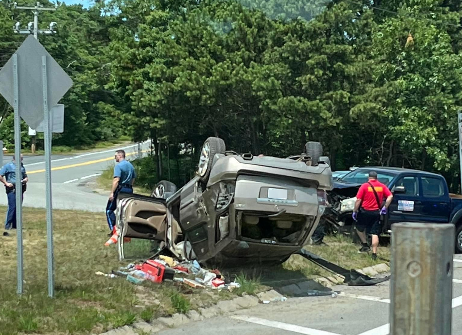 Vehicle rolls over on Route 28 in Bourne