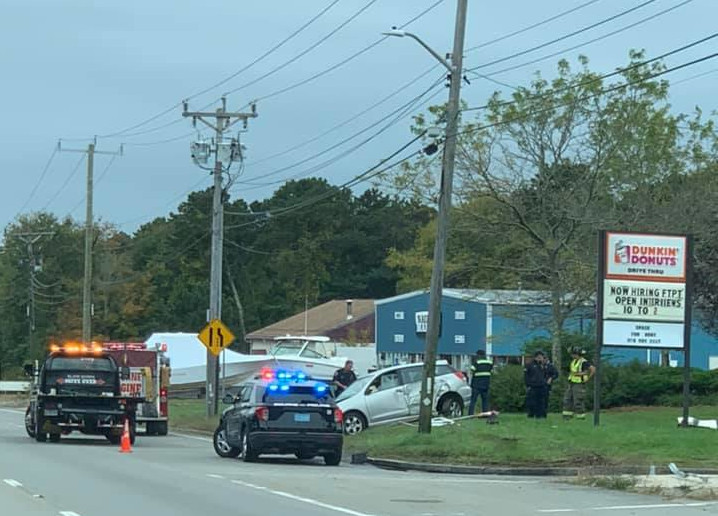 Two evaluated after car vs pole crash in Bourne