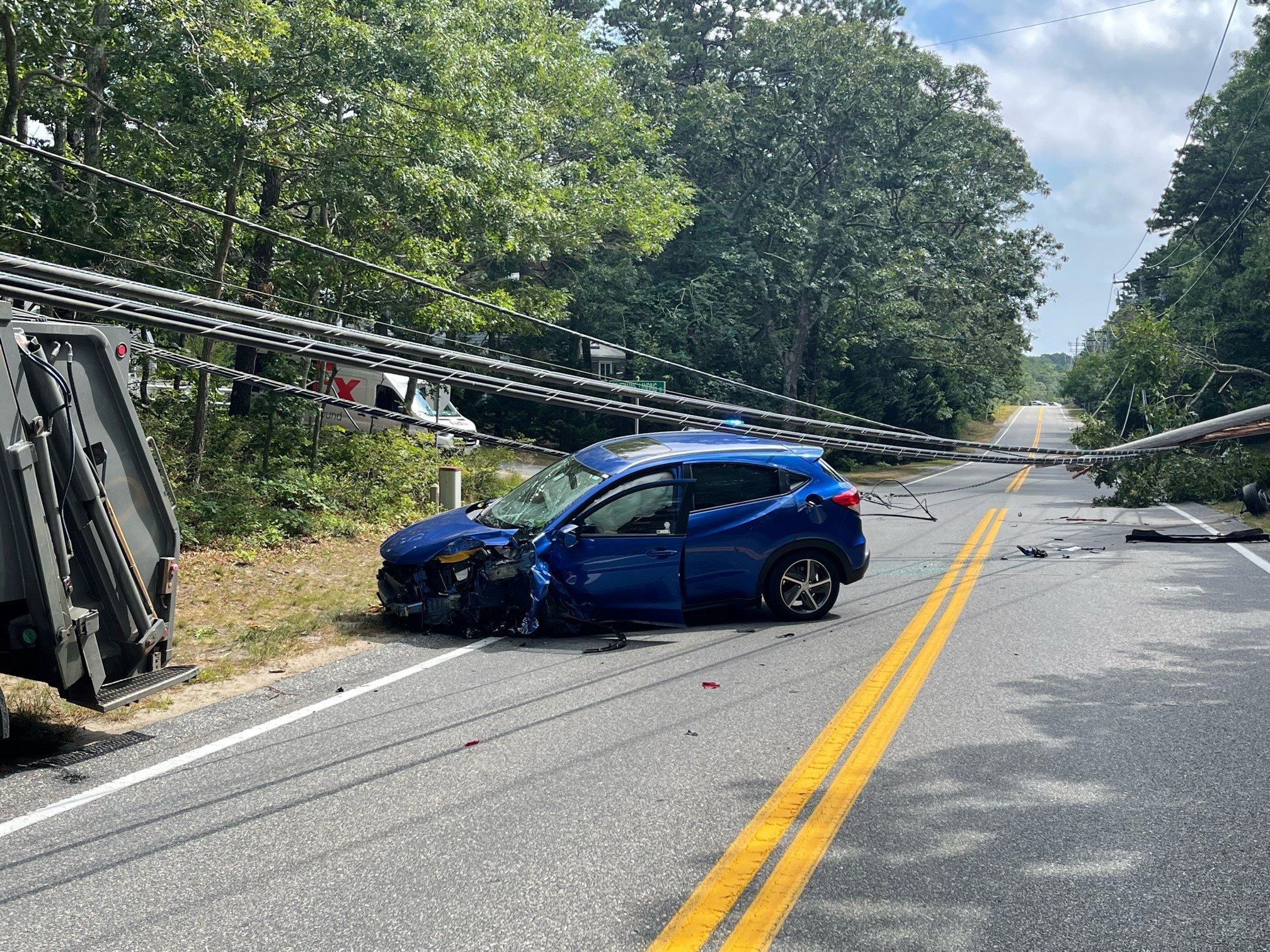 Car vs pole closes Route 124 in Brewster