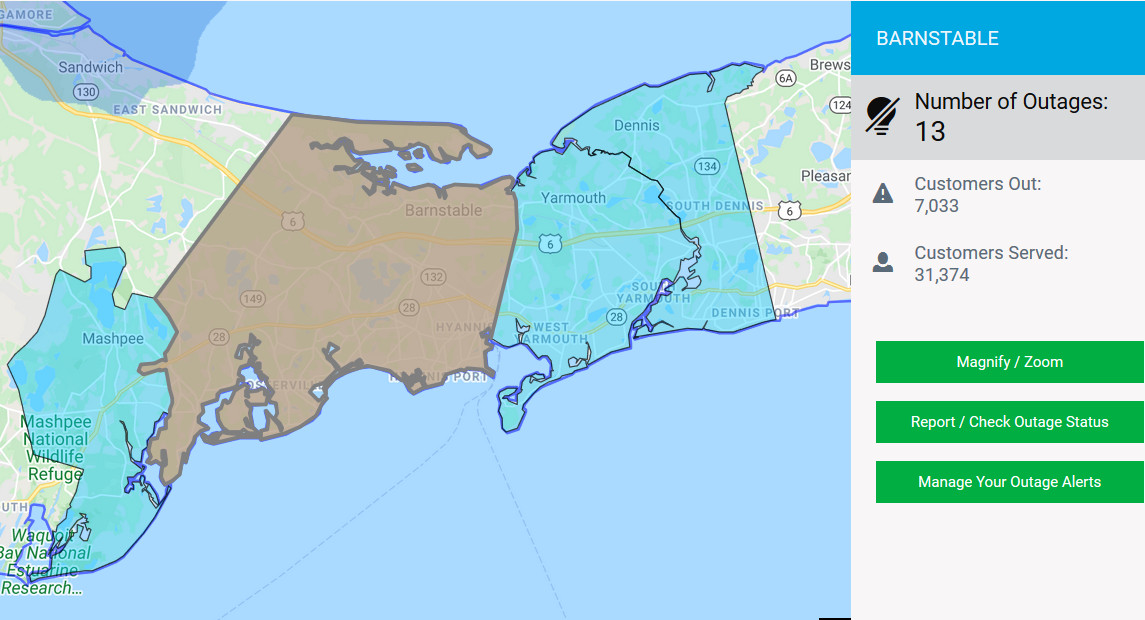 Large power outage hits Barnstable area