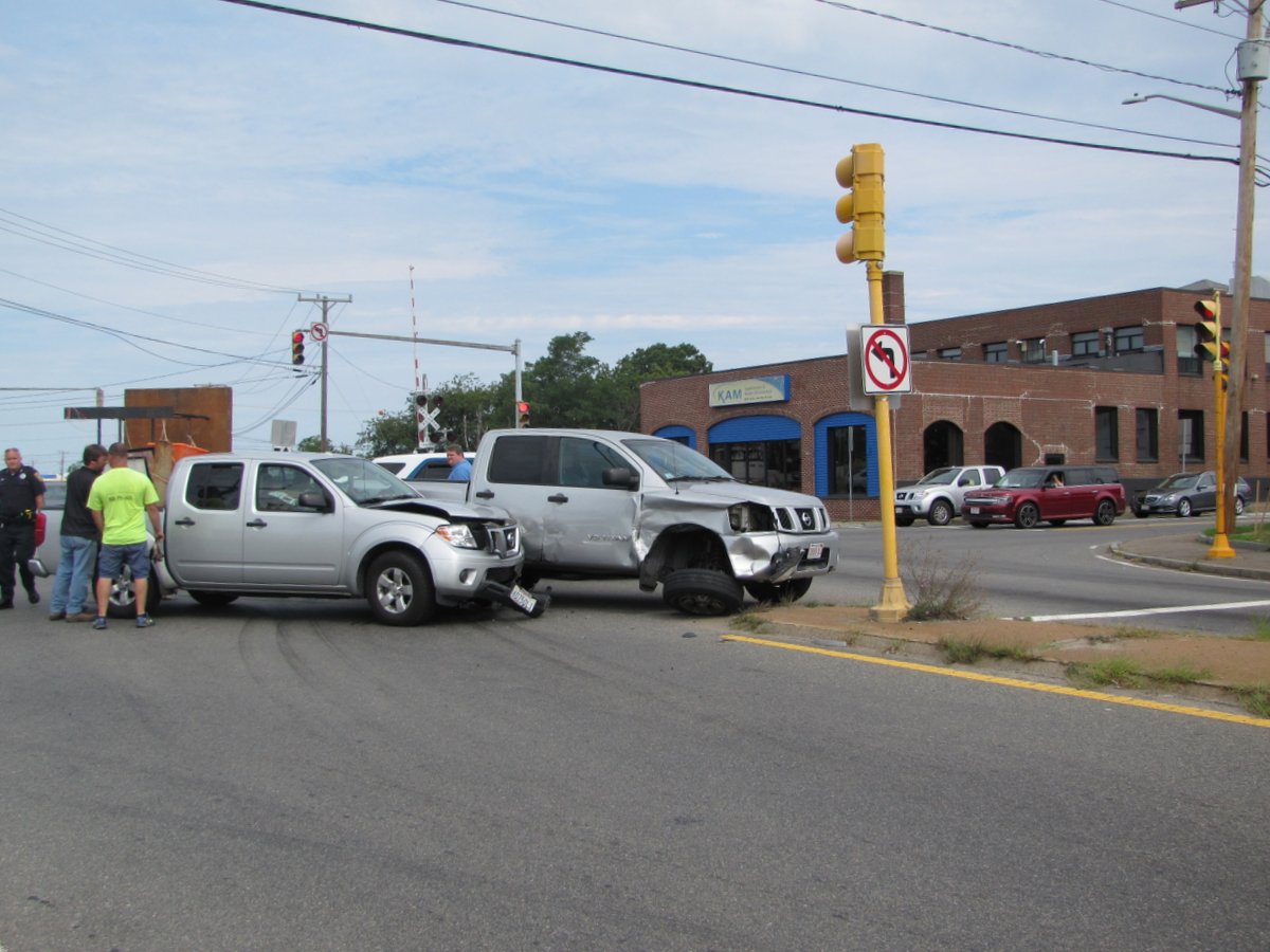 Two Nissan pickups collide in Hyannis