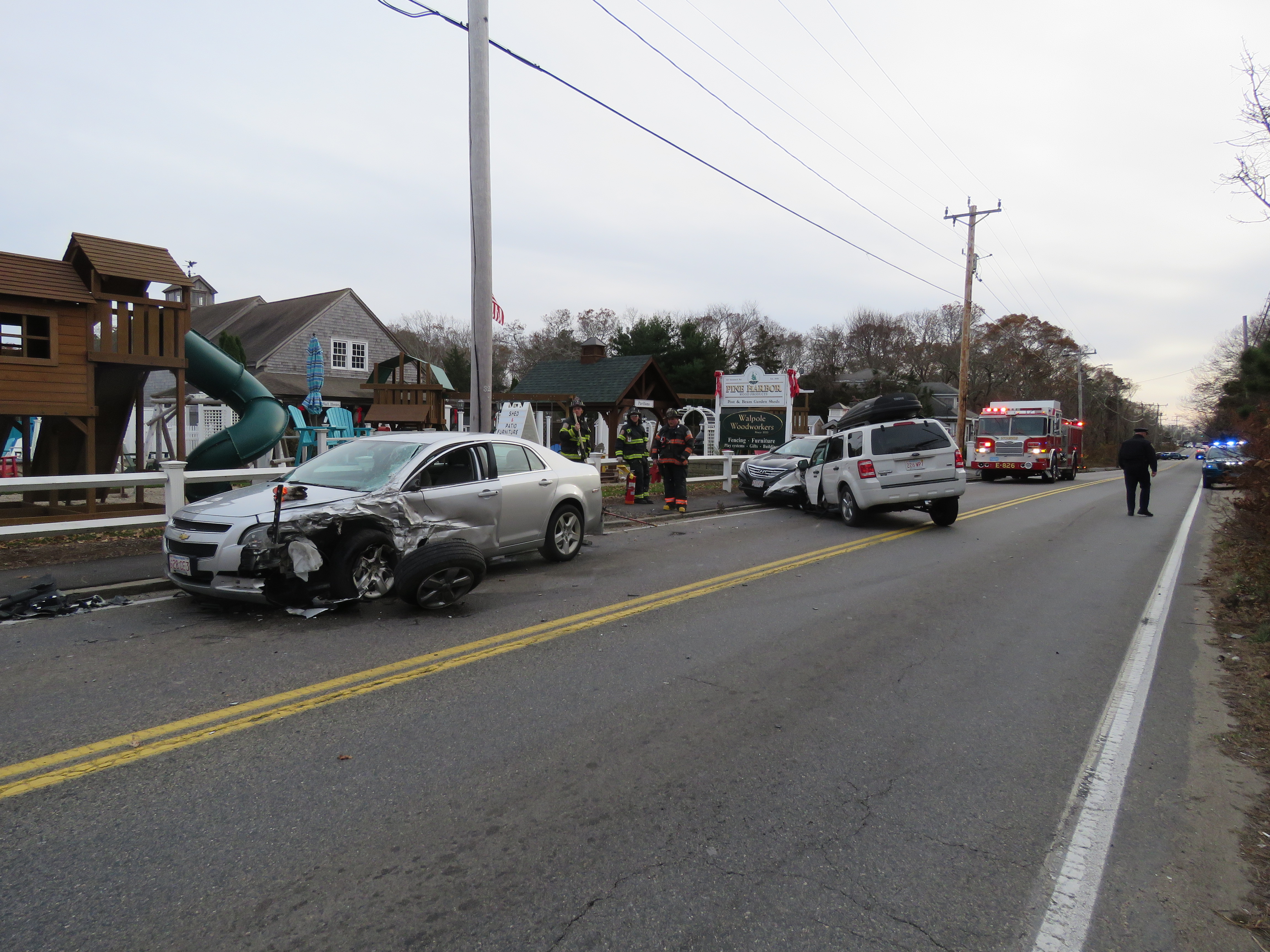 Three vehicle crash injures two, closes Yarmouth Road