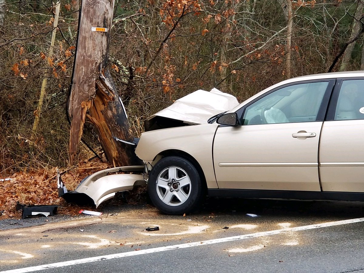 UPDATED Car vs pole on Route 130 in Sandwich