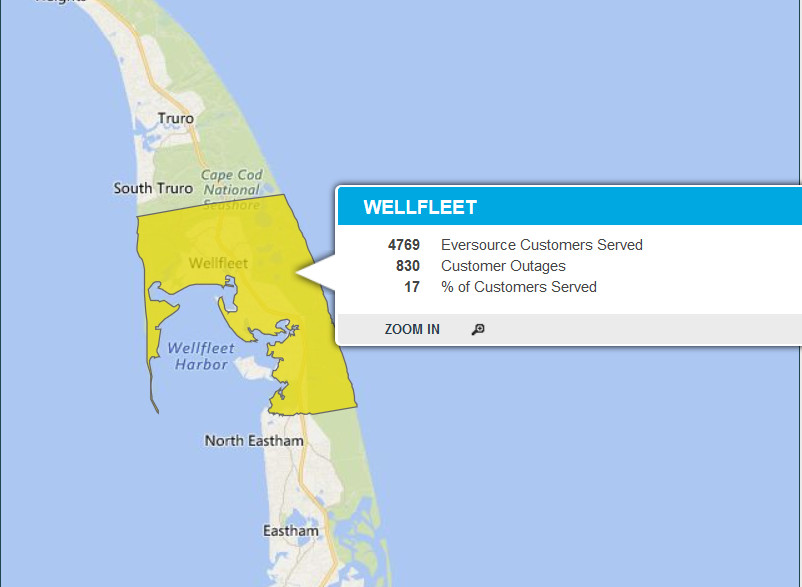 UPDATED Power restored in Wellfleet after 12 hours; new