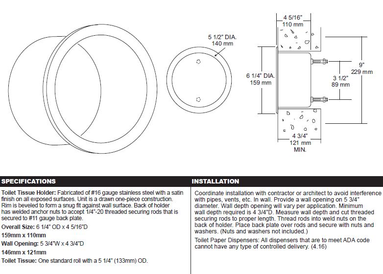 Security Mount Toilet Tissue Holder suicide prevention