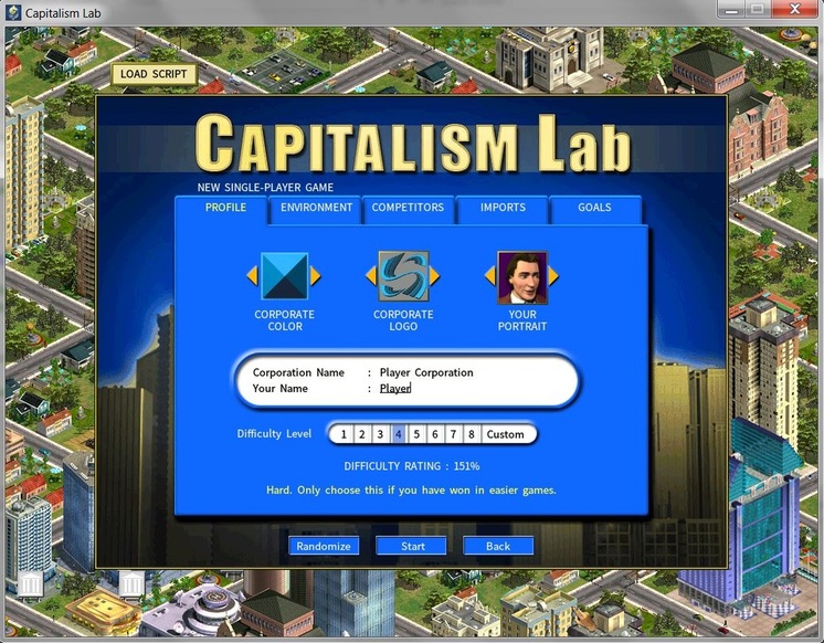 New Game Setting Capitalism Lab