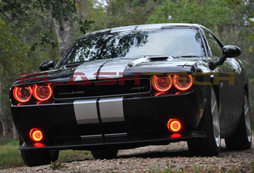 Dodge Challenger 0814 CHS RED LED Headlight Halo Rings