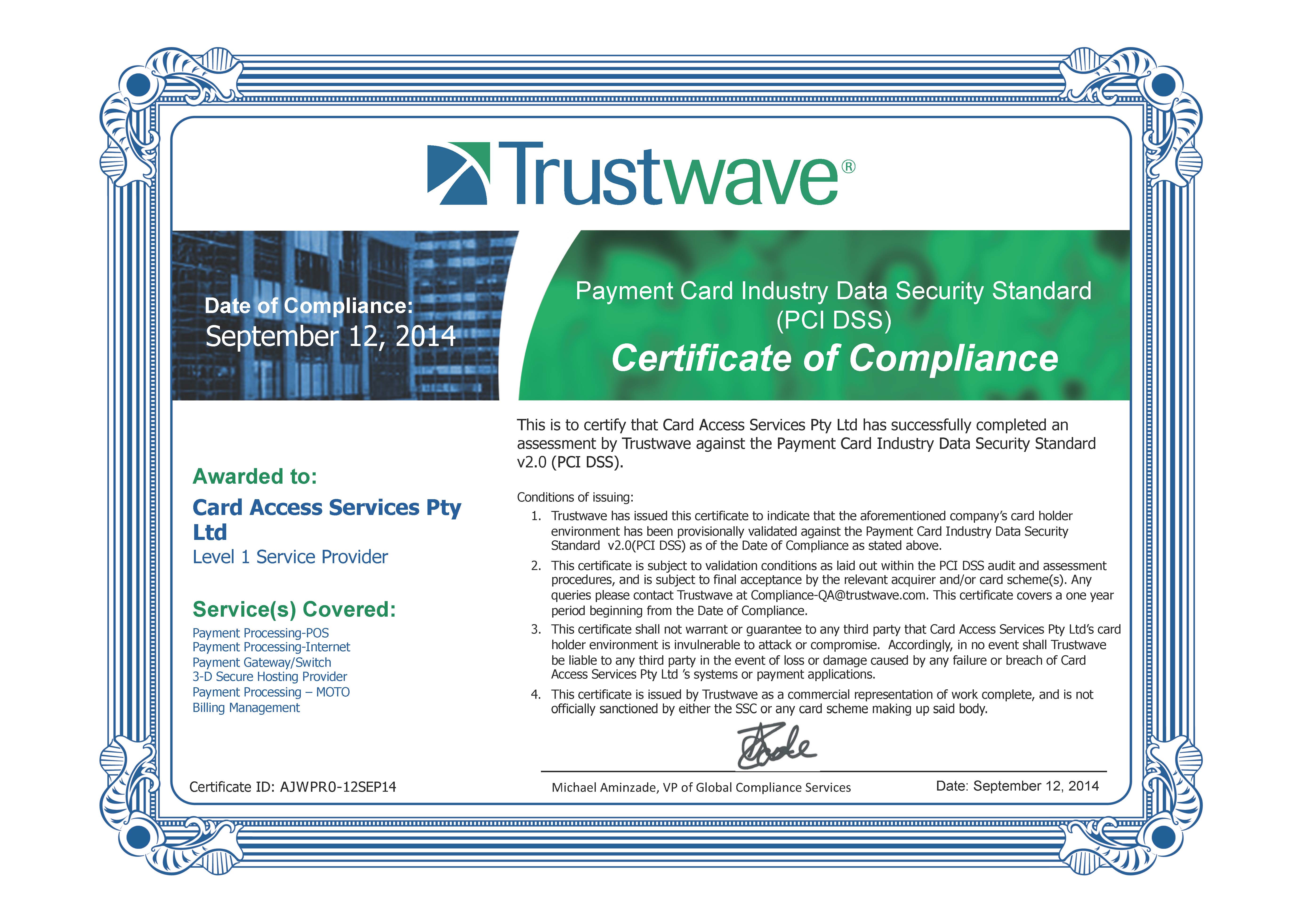 PCI Certificate Card Access Services