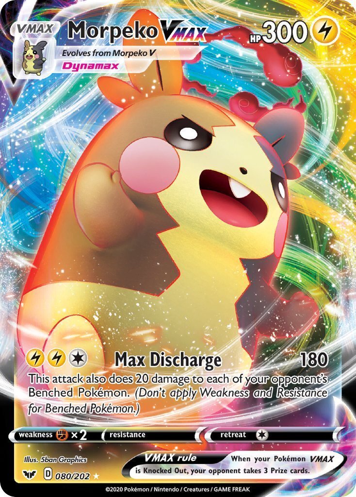 Morpeko VMAX 80/202 SWSH Base Set Holo Ultra Rare Pokemon Card NEAR MINT TCG