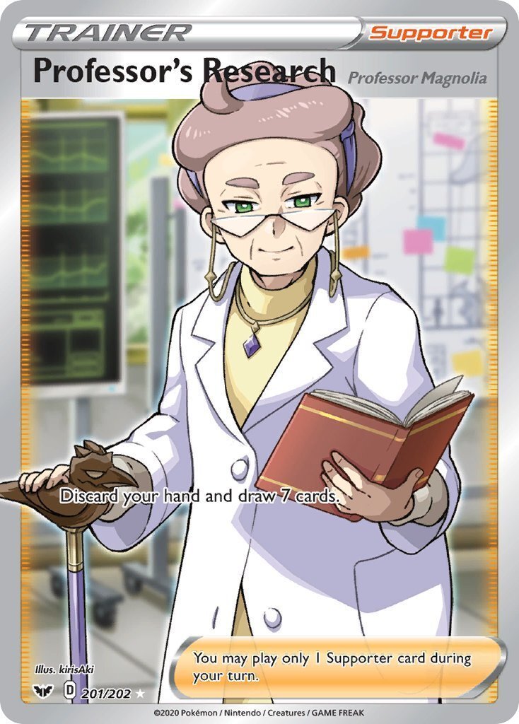 Professors Research 201/202 SWSH Base Set Holo Ultra Rare Full Art Pokemon Card NEAR MINT TCG