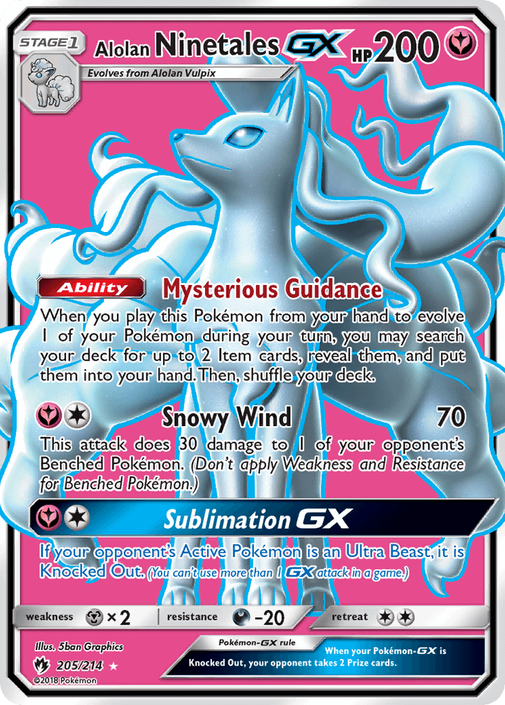 Alolan GX 205/214 SM Lost Thunder Holo Full Art Ultra Rare Pokemon Card NEAR MINT TCG