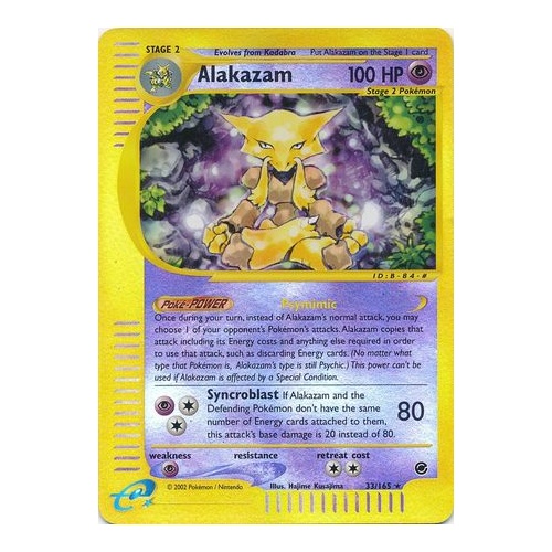 Alakazam 33/165 ESeries Expedition Reverse Holo Rare Pokemon Card NEAR MINT TCG