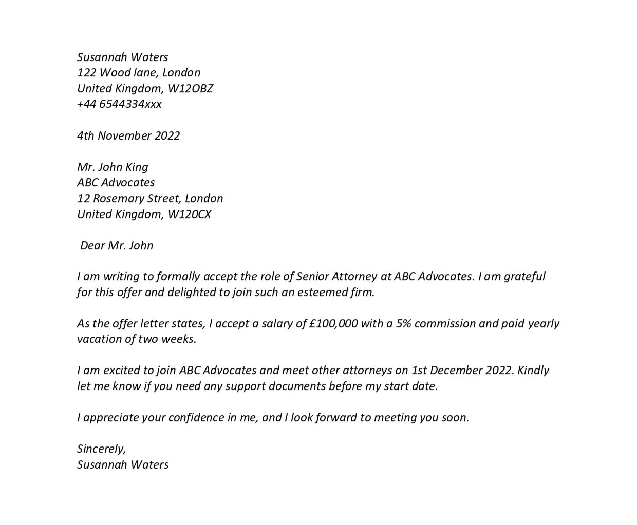 Formal Offer Letter Template