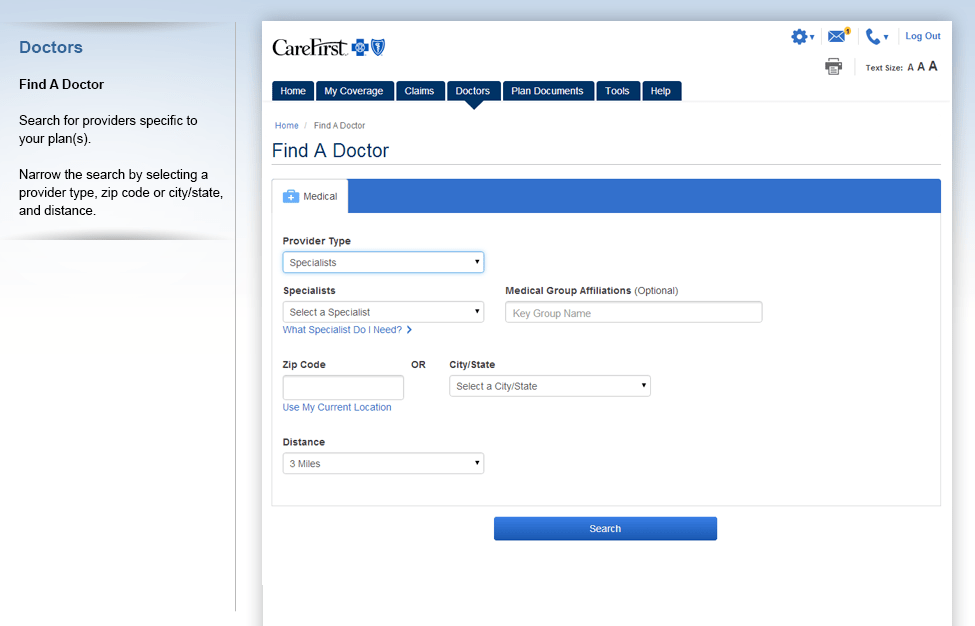 CareFirst My Account Feature Tour