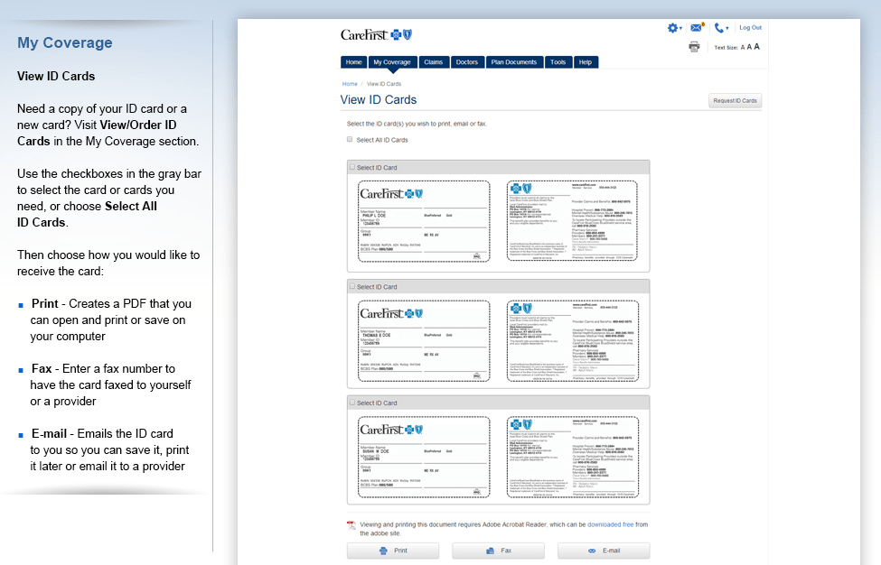 CareFirst My Account Feature Tour