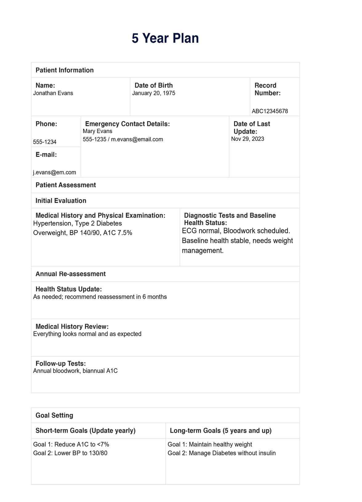 5 Year Plan Template & Example | Free PDF Download