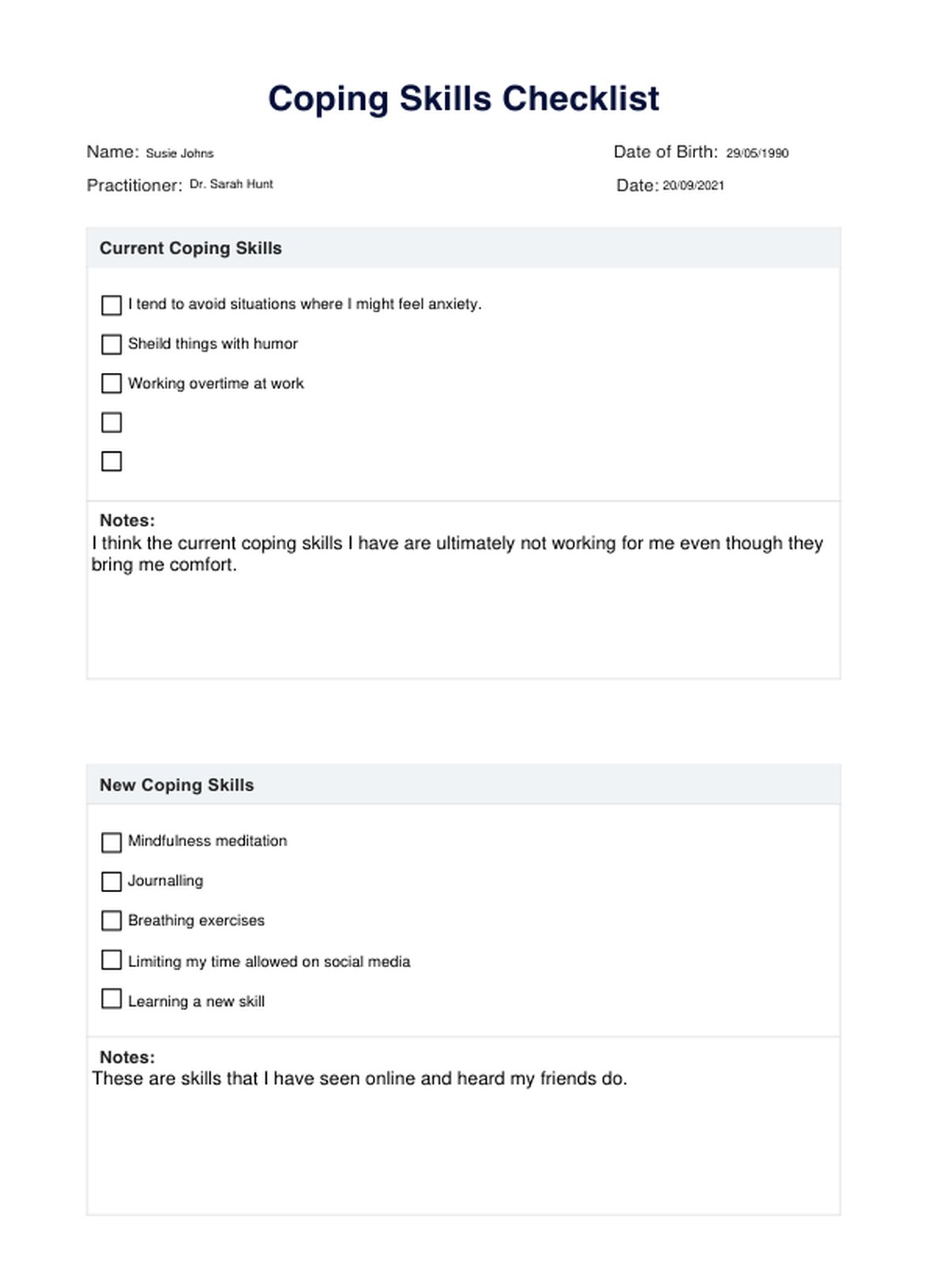 Coping Strategies for Stress PDF & Example Free PDF Download