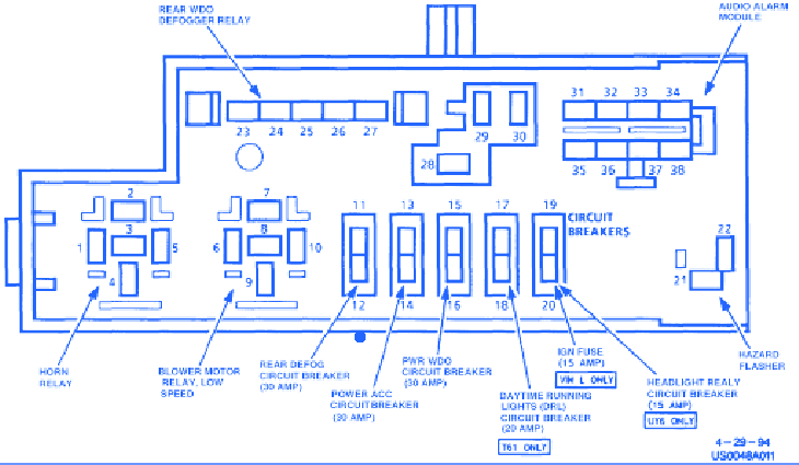 Lumina Bakkie 2006 Dashboard Fuse Box/Block Circuit Breaker Diagram