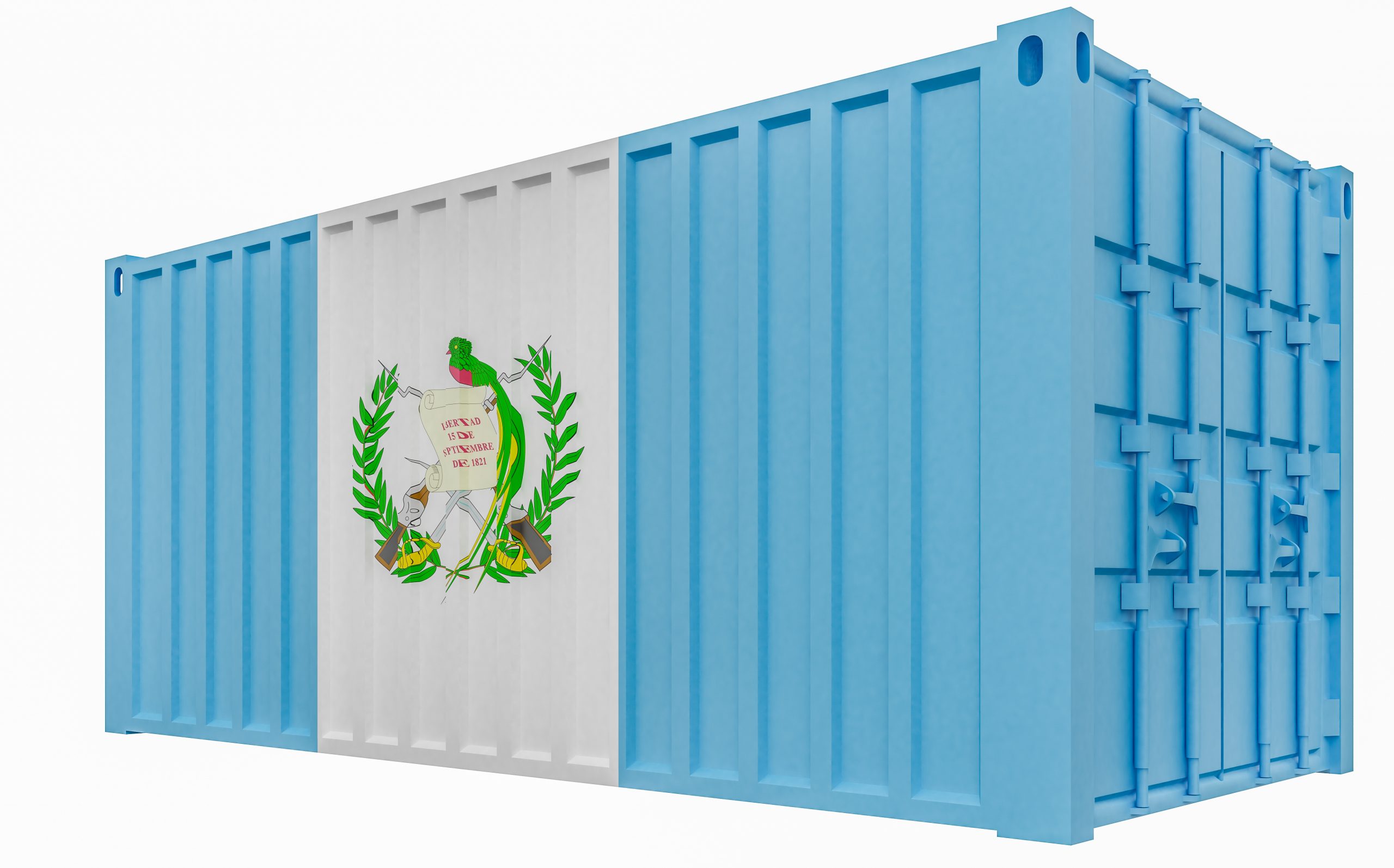 3D Illustration of Cargo Container with Guatemala Flag Cargomax