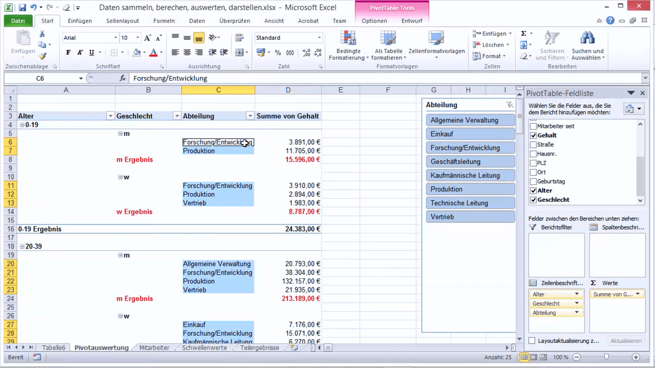 Datenmanagement mit PivotTabellen CARINKO