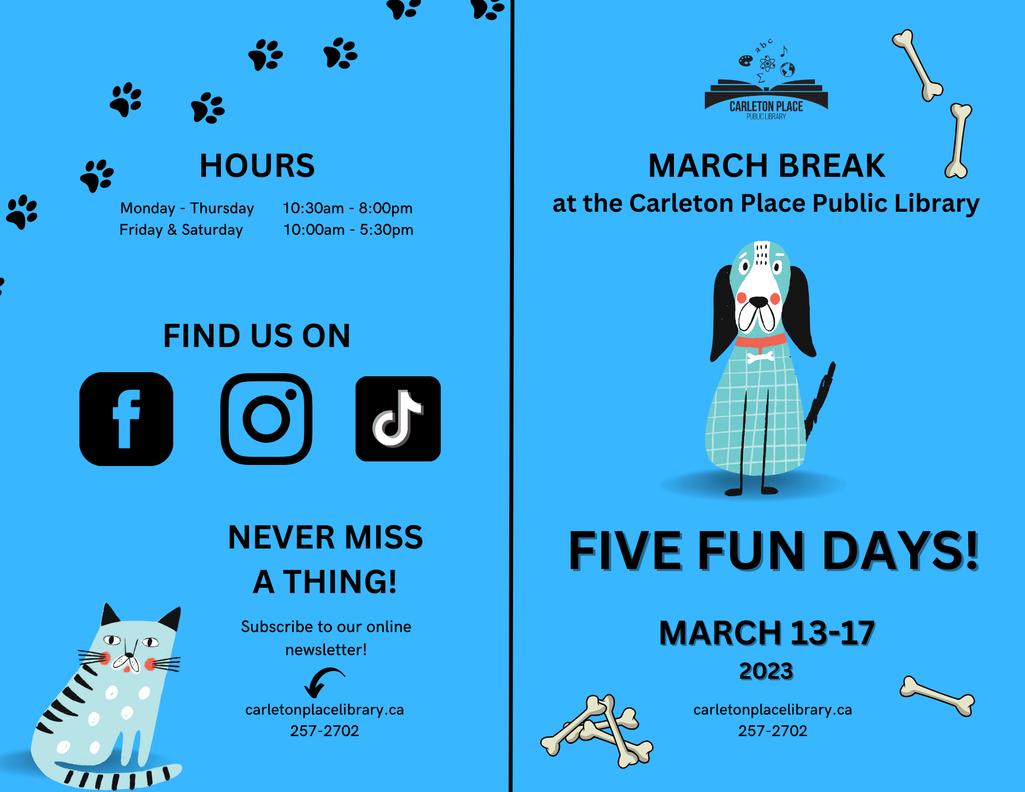 March Break Calendar now available! Carleton Place Public Library