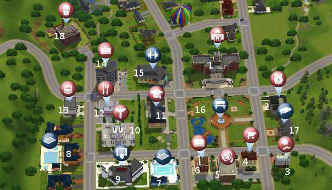 The Sims 3 World Sunset Valley Town Guide