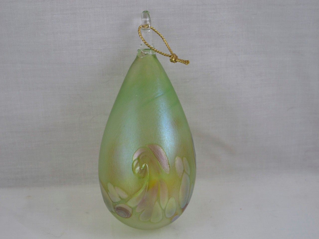 Iridescent Studio Art Glass Ornament Carnival Glass