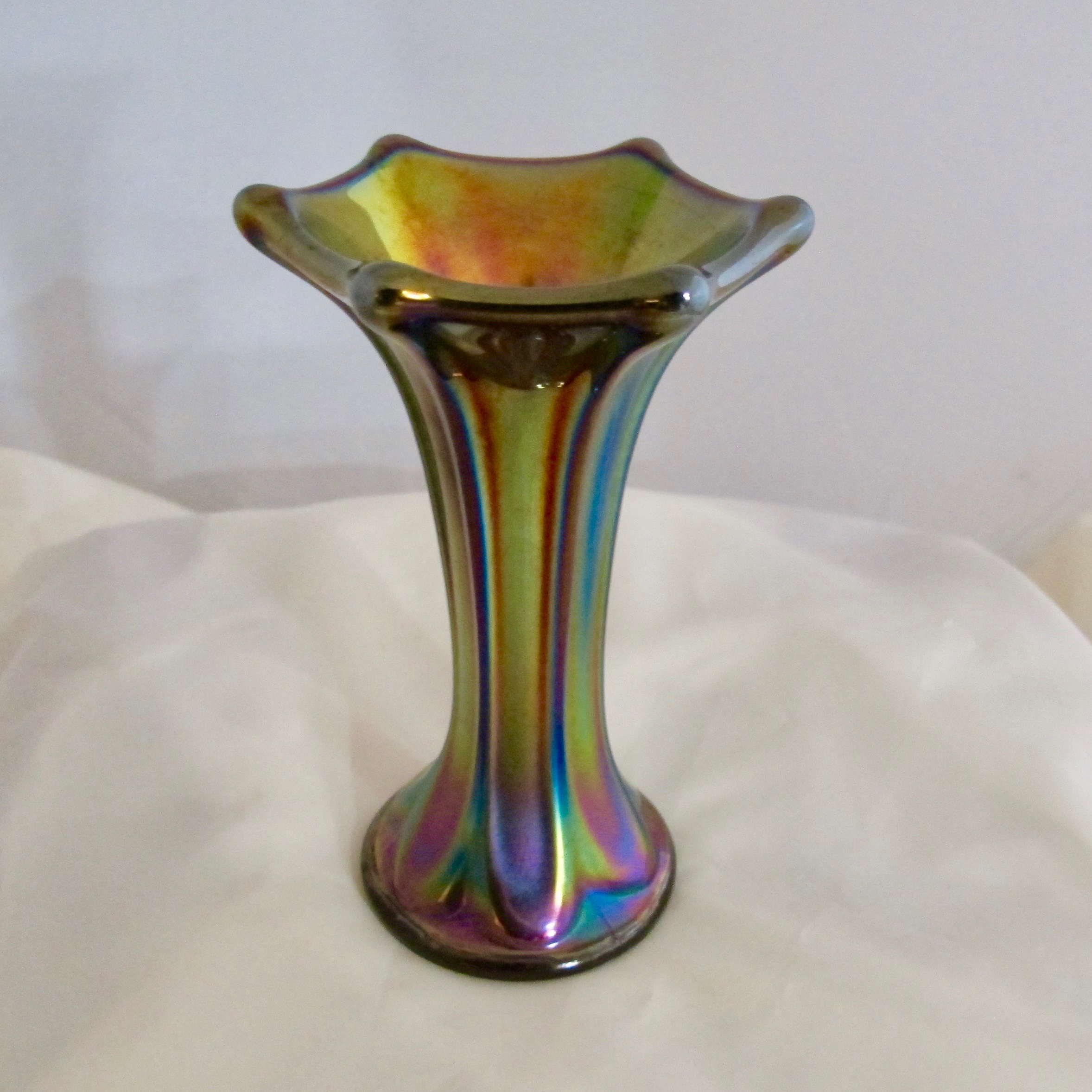 Antique Imperial Amethyst Morning Glory Carnival Glass Minivase