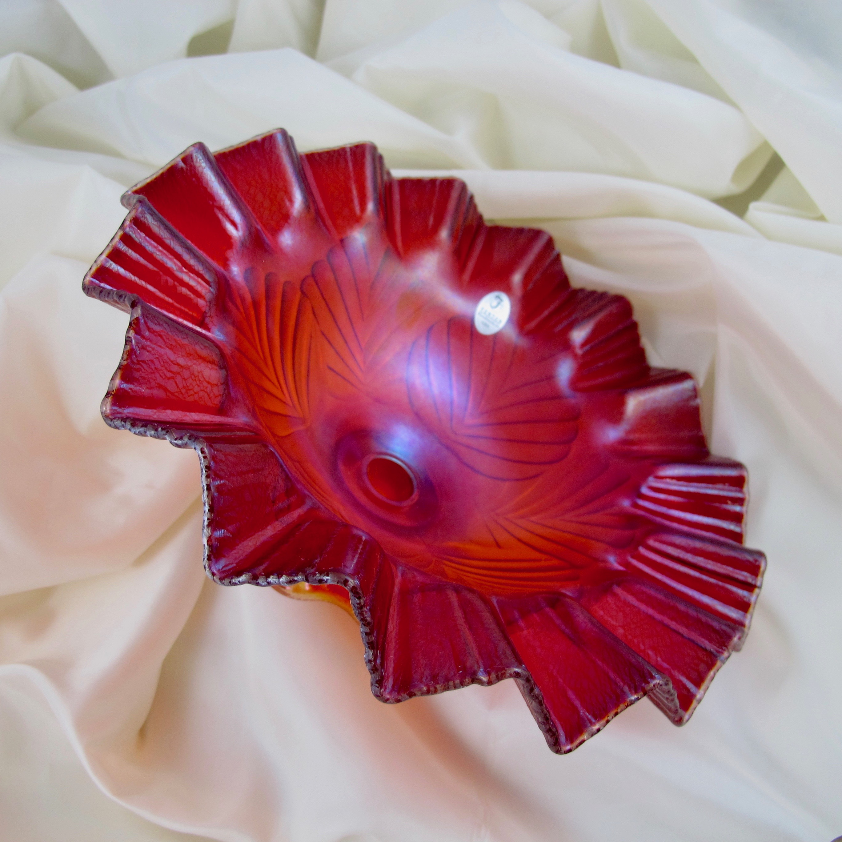 Fenton Red Carnival Glass Single Vase Epergne Limited Edition