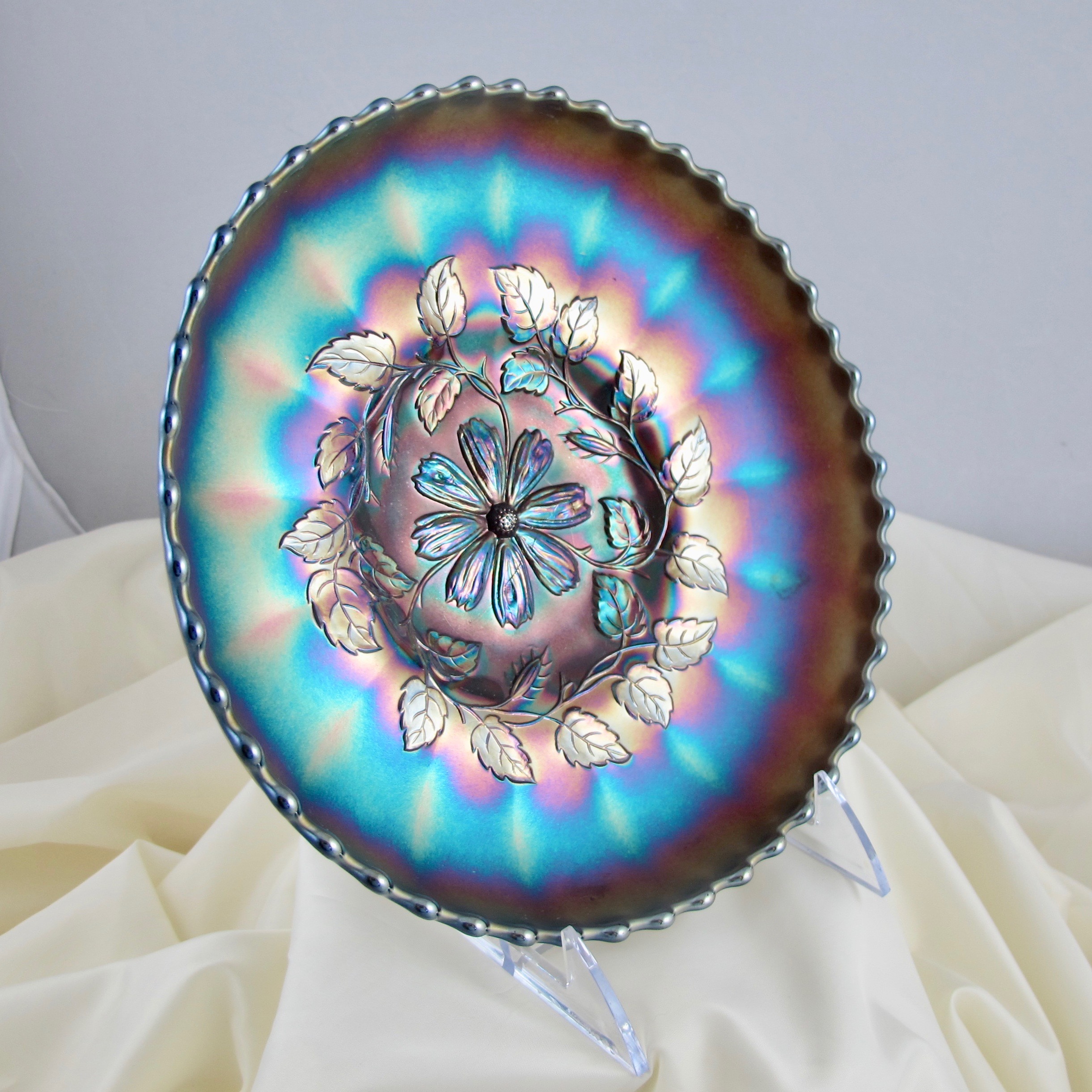 Antique Dugan Cosmos Variant Amethyst Carnival Glass ICS Odd Shaped